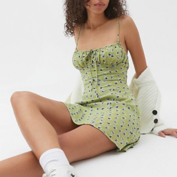 Urban Outfitters Dresses & Skirts - URBAN OUTFITTERS Kamaryn Tie-Front Green Mini Dress